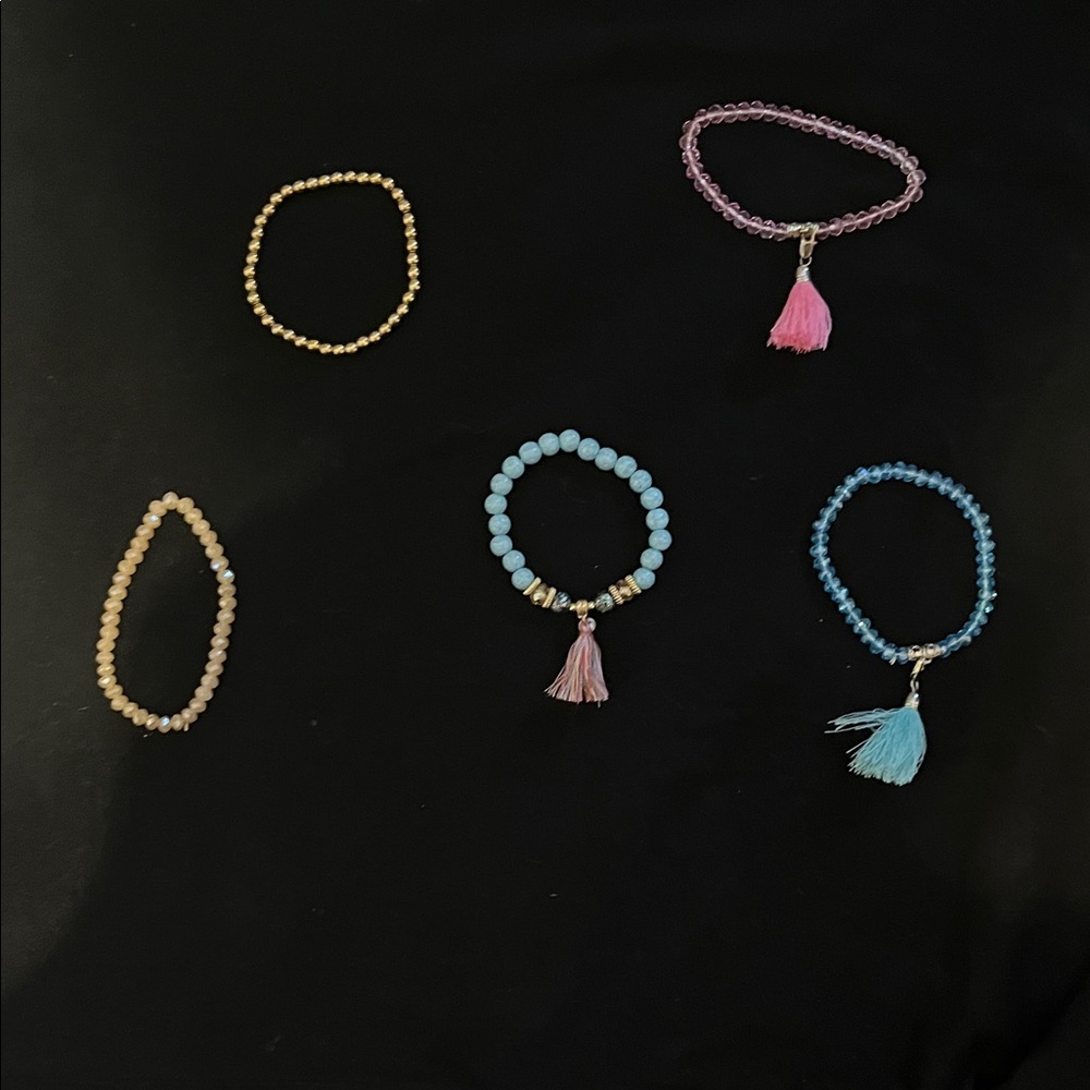 Colorful Beaded Bracelet Set with Tassels